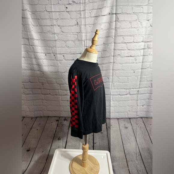 Boy's Levi's Batwing Long Sleeve Pullover Black/Red Logo Cotton Tee Size S - Picture 9 of 11